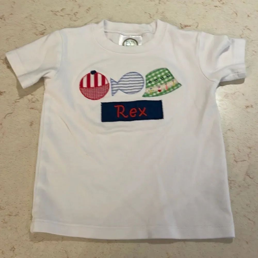 REX monogrammed appliqué T-shirt SZ 2T